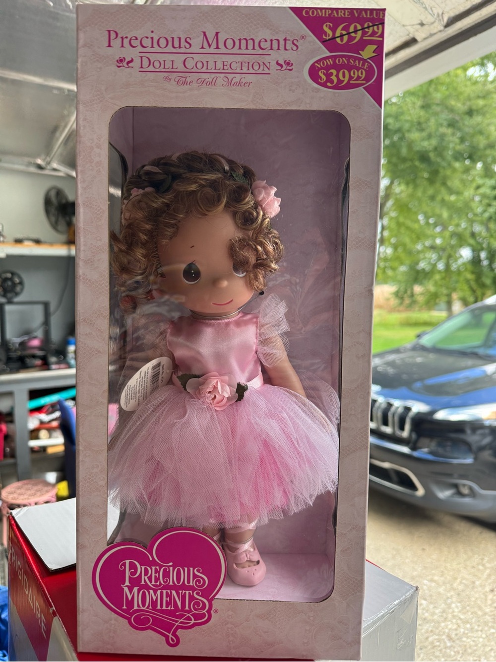 Precious Moments Girls Pink Tulle Ballet Dress with Flower Accent